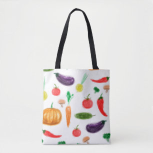 Tote Bag Récolte légumes tomate poivre carottes champigno