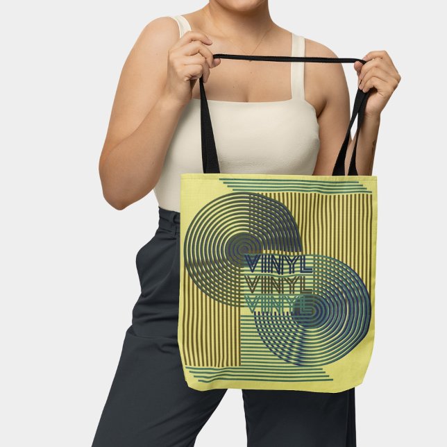 Tote Bag Record Rétro Mid Century Ligne Moderne Art Vinyl (Créateur téléchargé)