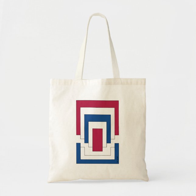 Tote Bag Rectangle Abstrait en rouge, blanc et bleu (Devant)