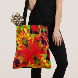 Tote Bag Rectangle incliné ou étiré ...jaune rouge