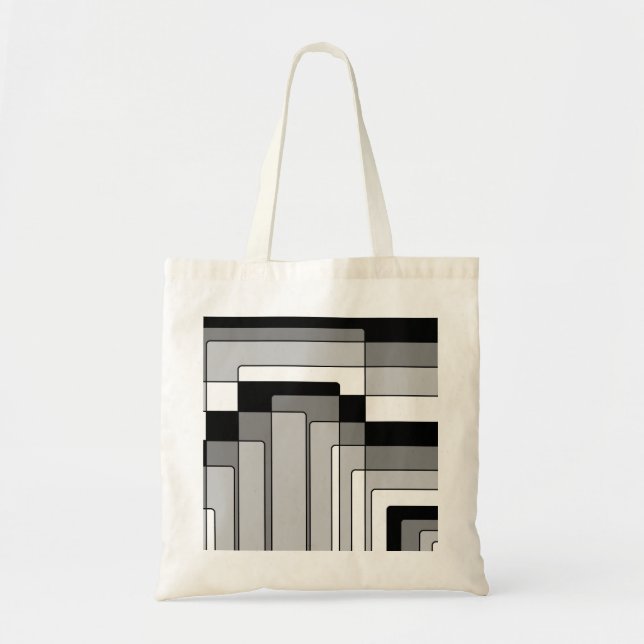 Tote Bag Rectangles Abstraites en noir et blanc (Devant)