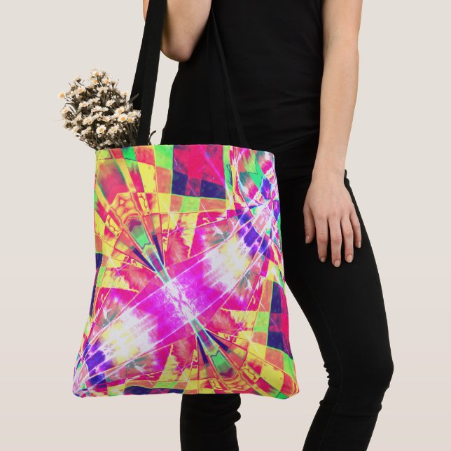 Tote Bag rectangles inclinés ou étirés de couleur, lumineux (De près)