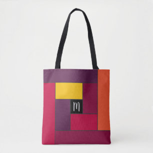 Tote Bag Rectangles Motif (ver4) avec un monogramme personn