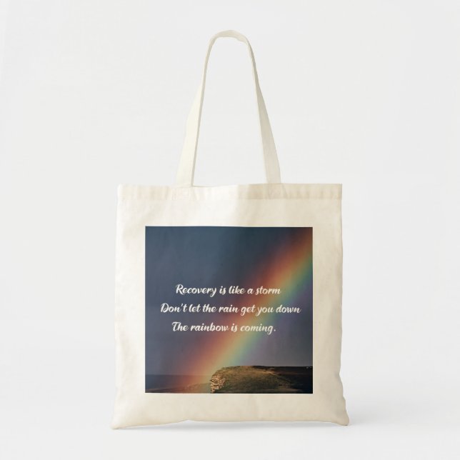 Tote Bag Récupération de la toxicomanie inspirée Arc-en-cie (Devant)