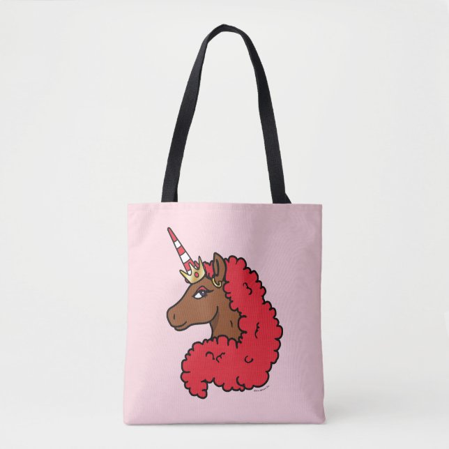 Tote Bag Red Afro Unicorn (Devant)