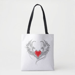 Tote Bag Red Angel Coeur avec ailes