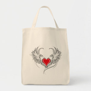 Tote Bag Red Angel Coeur avec ailes