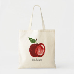 Tote Bag Red Apple Teacher Ajouter un nom