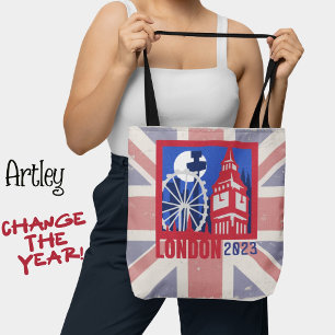 Tote Bag Red Blue Royaume-Uni Drapeau Londres City Année