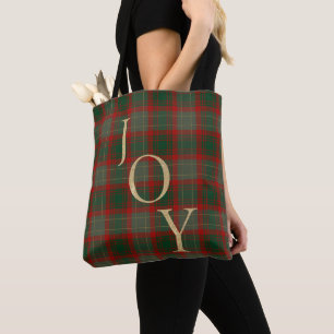 Tote Bag Red Buffalo Plaid Rustic Joy