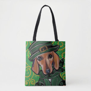TOTE BAG RED DACHSHUND ST. PATTY