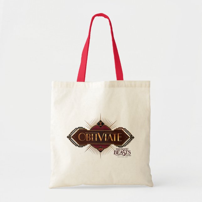 Tote Bag Red & Gold Art Deco Obliviate Spell (Devant)