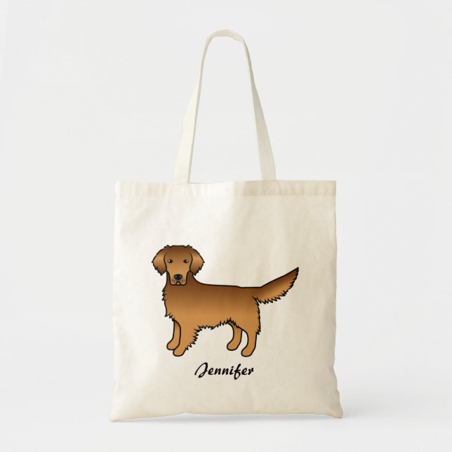 Tote Bag Red Golden Retriever Dessin Chien et Nom personnal (Devant)