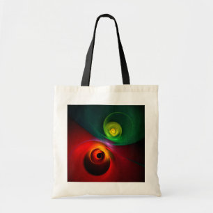 Tote Bag Red Green Yin Yang Moderne Motif d'art Abstrait #2