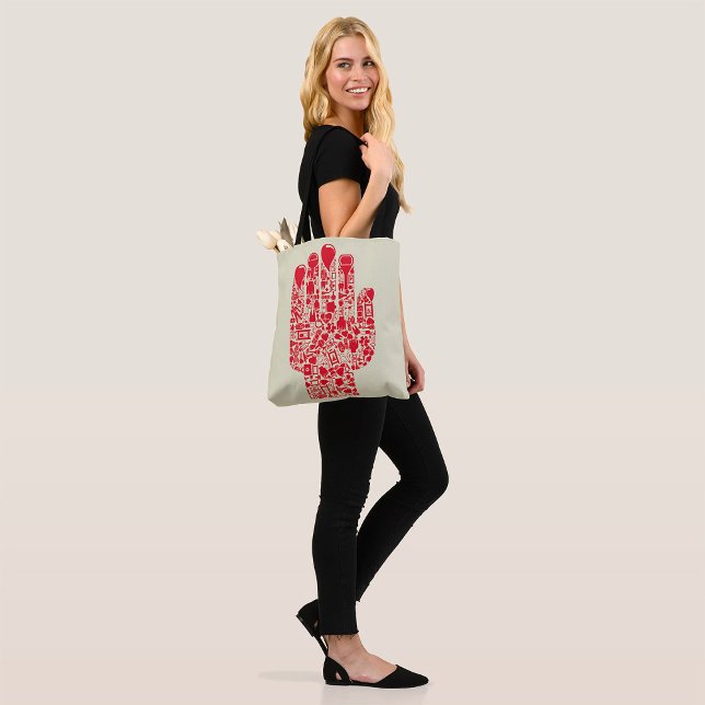 Tote Bag Red Medical Hand Symbol Healthcare (Créateur téléchargé)