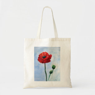 Tote Bag Red Poppy Watercolor Budget Fourre-tout