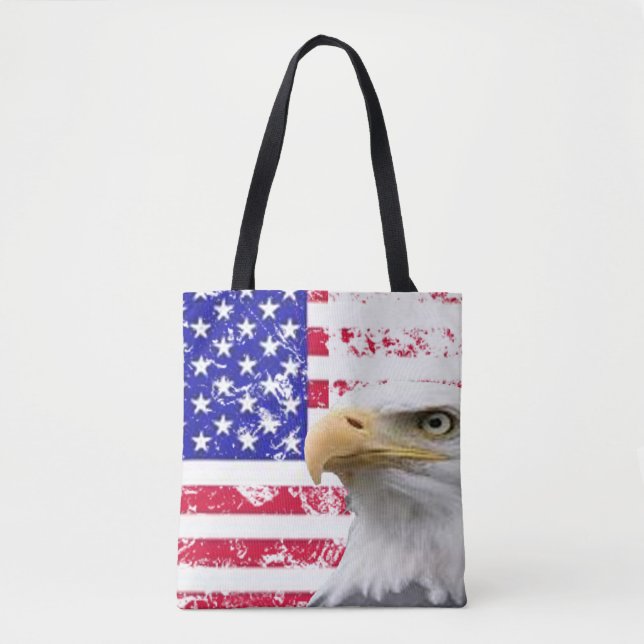 Tote Bag Red, White, Blue Stars & Stripes USA Drapeau, Patr (Devant)