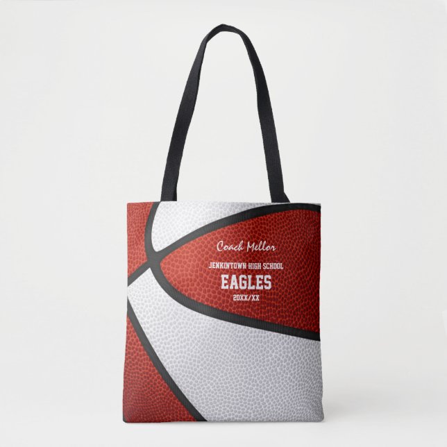 Tote Bag Red white équipe couleurs basketball entraîneur (Devant)