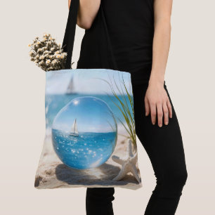 Tote Bag Reflet de l'océan dans une boule de lentille