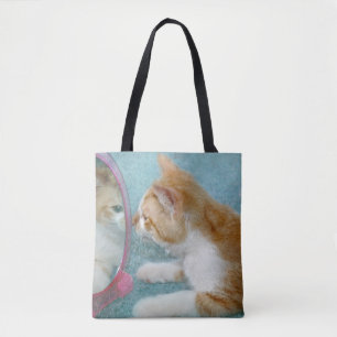 Tote Bag réflexion de chat tabby dans le miroir