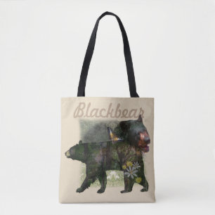 Tote Bag Région boisée d'ours noir en dedans
