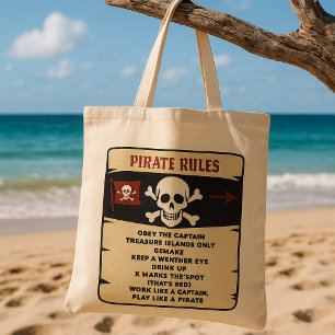 Tote Bag Règles de pirate noir et rouge