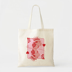 Tote Bag Reine de Cœur Art Prépa Rouge et Rose