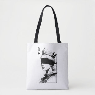 Tote Bag Reine de Pique (Style 1) Dessin d'Art Fin