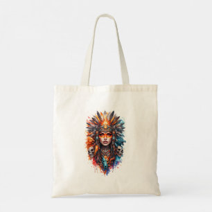 Tote Bag Reine Guerrière Tribale Art – Crâne de Coiffe Fant