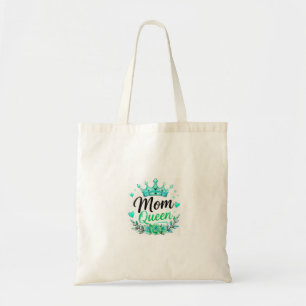 Tote Bag Reine Maman Couronne Florale Sarcelle