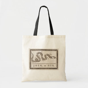 Tote Bag Rejoignez ou Meurt Serpent à Sonnette : Dessin de 