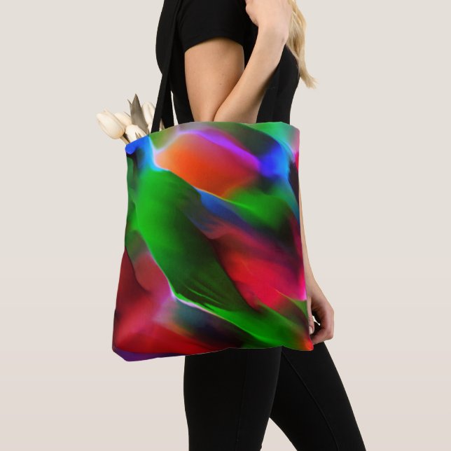 Tote Bag relief et profondeur vert foncé et rouge (De près)