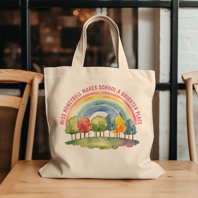 Tote Bag Remerciement à l'enseignant Forêt arc-en-ciel plus (Brighter Place Teacher Appreciation Rainbow Forest Tote Bag)