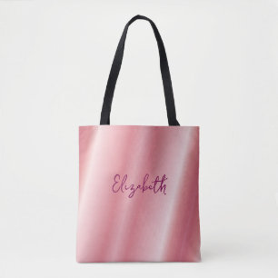 Tote Bag Remplacez Votre Nom Ou Votre Texte Rose Gold Scrip