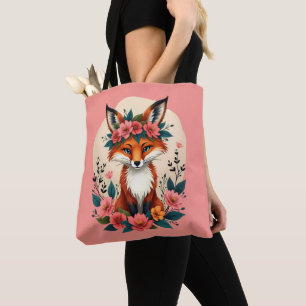 Tote Bag Renard de Boho Whimsical avec forêt de Couronne Fl