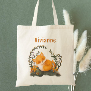 Tote Bag Renard de la forêt à l'aquarelle mignon pour enfan