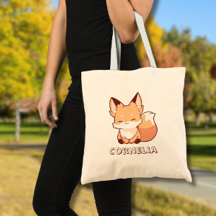 Tote Bag Renard Sourire Mignon Personnalisé Nom
