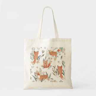 Tote Bag Renards dans les prés : Aquarelle transparente