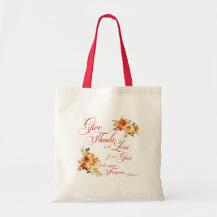 Tote Bag Rendez grâce au Seigneur automne aquarelle florale