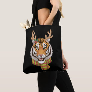 Tote Bag Renne du tigre Noël Animal avec bois Noël