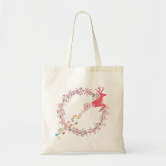 Tote Bag Renne floral sautant à cloche-pied