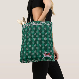 Tote Bag Renneaux de Noël festifs et flocon de neige