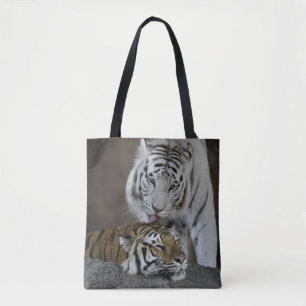 Tote Bag Repos blanc et Brown de tigres
