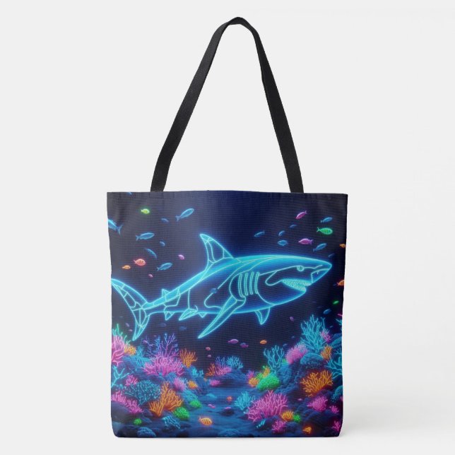 Tote Bag Requin néon coloré (Devant)