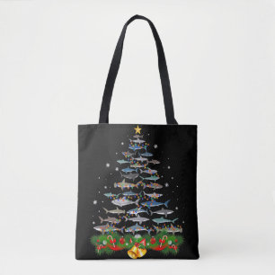 Tote Bag Requin Noël Arbre de requin Amateurs de cadeaux