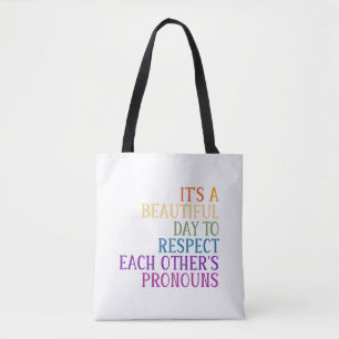 Tote Bag Respectez le pronouns rainbow flag lgbtqa+
