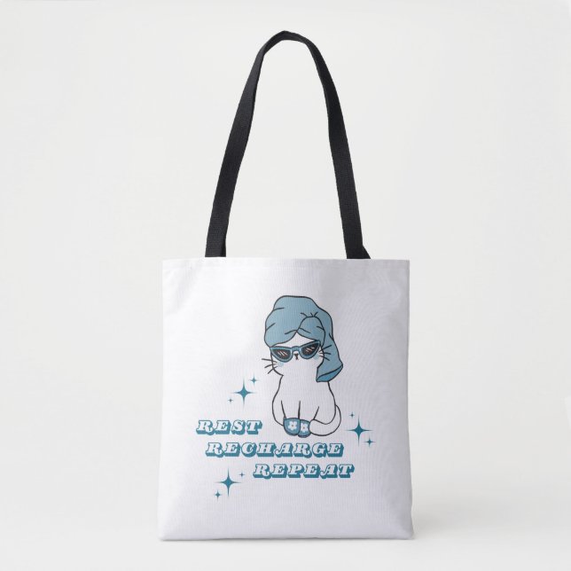 Tote Bag Rest, Recharge, Repeat - Selfcare and Cats (Devant)