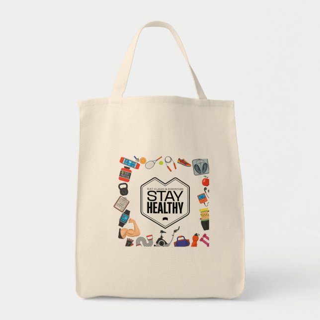 Tote Bag rester en bonne santé conception de motivation (Devant)