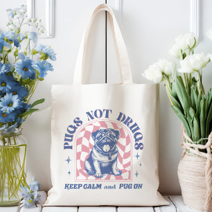 Tote Bag Restez calme et Carlin sur les Carlins rétro et no