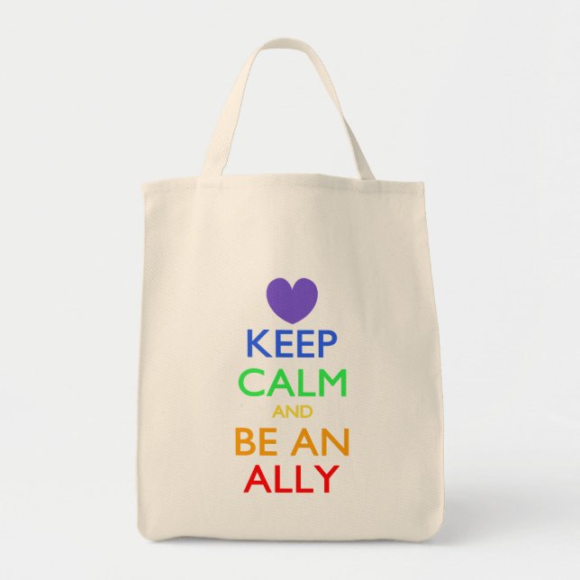 Tote Bag Restez calme et soyez un allié (Devant)